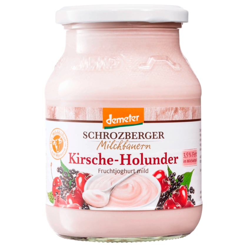 Schrozberger Milchbauern Bio Fruchtjoghurt Kirsche Holunder 3,5% 500g